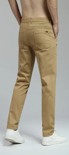 Vista 3 de Plaid&Plain - Pantalones de color caqui elásticos y ajustados para hombre