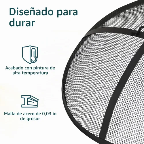 Vista 3 de Sunnydaze - Pantalla para hoguera de malla metálica de acero resistente