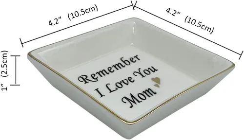 Vista 6 de Lependor Plato de anillo de cerámica decorativo de la baratija del plato de la baratija de los regalos para ella bandeja de la joyería Recuerda I
