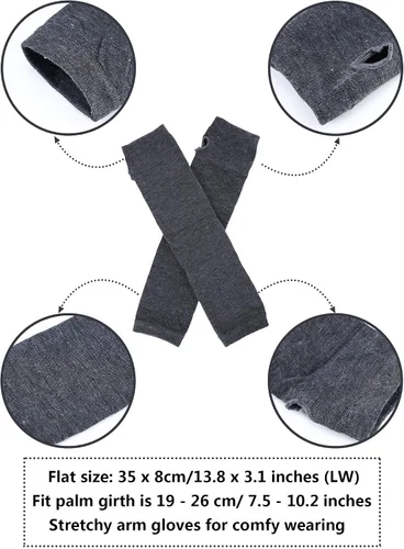 Vista 3 de 6 pares de guantes largos sin dedos para mujer, calentadores de brazos, de punto elástico