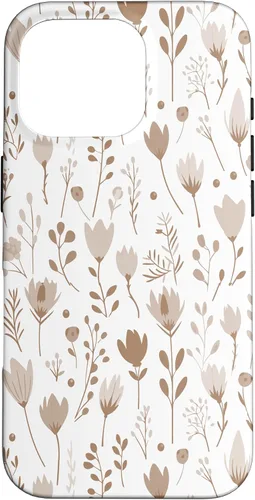 Vista 20 de Floral Flowers Wildflowers Garden Botanical Love Beige White Case for iPhone 16