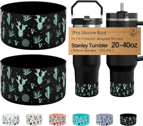 Vista 22 de WK IEASON 2 Piezas Protector de Base Tipo Bota para Vaso Stanley Quencher Adventure 40oz y Stanley IceFlow 20oz 30oz y Compatible con Botella de 3D