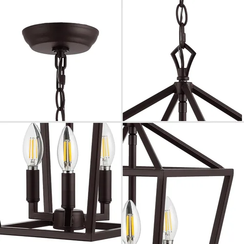 Vista 5 de JONATHAN Y JYL7601A - Lámpara de pagoda regulable y ajustable de metal LED, clásica, tradicional de estilo granja para comedor, sala de estar