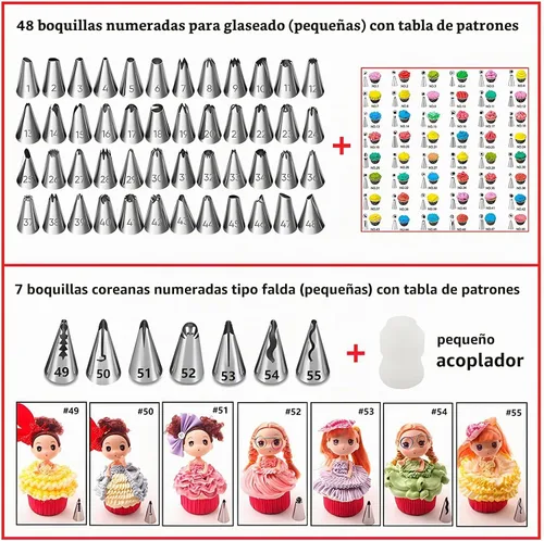 Vista 3 de ANSLYQA Kit de decoración de pasteles, 393 piezas con plato giratorio de aluminio para tartas, nivelador, 55 puntas de glaseado numerado + falda, 2