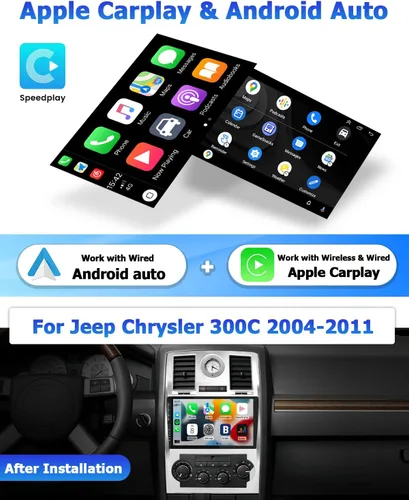 Vista 2 de 64G 9 '' Android 15 Estéreo de coche para Chrysler 300C 2004-2011 IPS Pantalla táctil inalámbrica CarPlay Android Auto Mirror Link 5G WiFi