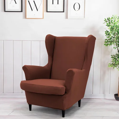 Vista 17 de Morbuy Funda para silla Wingback, 2 piezas, lavable, elástica, con respaldo de ala, fundas para silla con brazos para sala de estar, dormitorio
