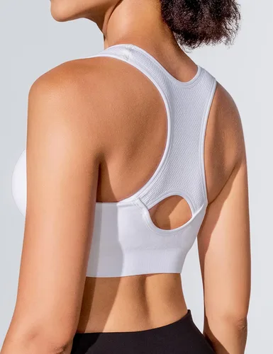 Vista 3 de FITTIN - Brasier deportivo con espalda cruzada para mujer soporte acolchado de alto impacto sin costuras para yoga gimnasio entrenamiento y Fitness