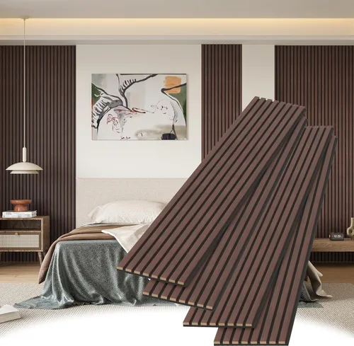 Vista 8 de POHARE Paneles de pared de listones de madera, paquete de 2 paneles decorativos de madera de 8 x 1 pie para pared, elegantes paneles de pared