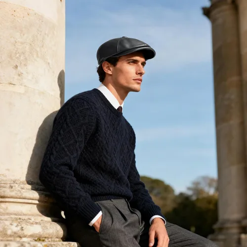 Vista 6 de VOBOOM Hombres Mujeres Genuino Newsboy Gorra de cuero 8 Panel Gatsby Ivy Hat Negro