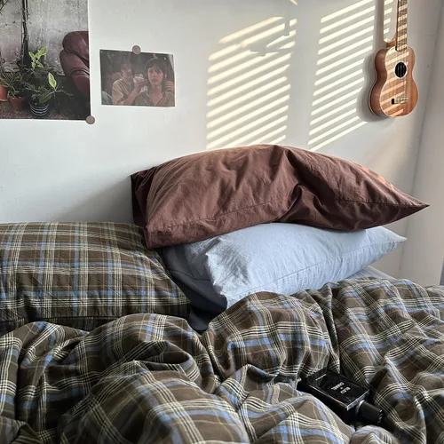 Vista 45 de mixinni Juego de funda de edredón vintage a rayas, tamaño twin, juego de ropa de cama de 3 piezas, 100% algodón lavado, suave y transpirable, funda