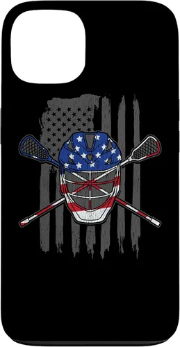 Vista 7 de iPhone 11 bandera estadounidense lacrosse Player Tee Lacrosse Portero caso