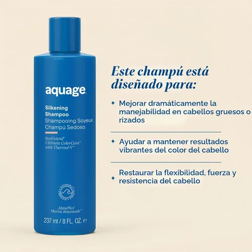 Vista 3 de Aquage Champú sedoso y lavado de cabello suave y seguro para el color, 8