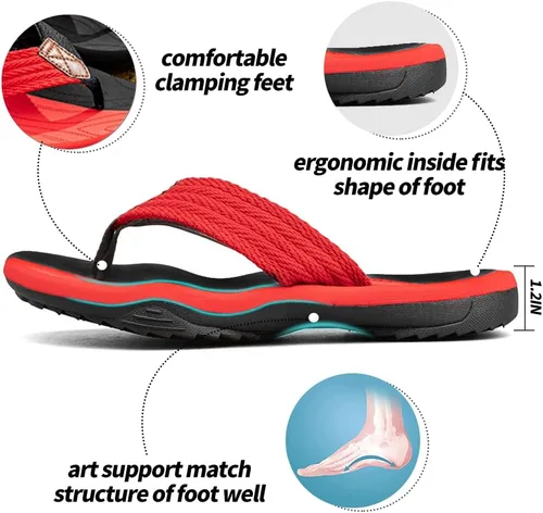 Vista 3 de MGGMOKAY Sandalias cómodas para hombre, con soporte de arco, sandalias casuales con correa en T para hombre, sandalias de verano para la playa