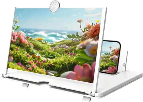 Vista 8 de Lupa de teléfono de pantalla grande 2026, nueva pantalla de lupa de teléfono móvil 3D HD para películas, videos, juegos, soporte plegable