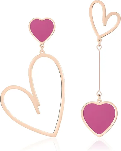 Vista 24 de Linawe Mismatched Heart Dangle Earrings for Women Trendy