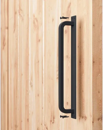 Vista 7 de SMARTSTANDARD 12" Manijas de puerta de granero hechas a mano rústicas antiguas, manija de base larga color negro, para puerta, cobertizo, garaje