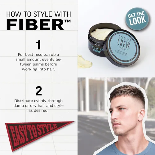 Vista 5 de American Crew Fibra capilar para hombre, como gel de peinado con alta sujeción y bajo brillo, tamaño de viaje, relleno de calcetines para él, 1.7