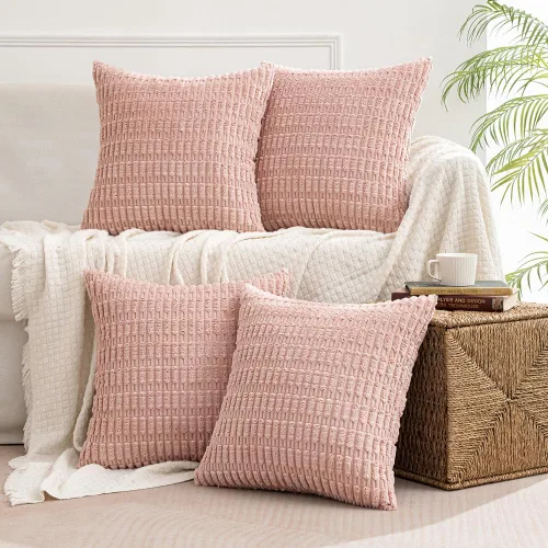 Vista 13 de MIULEE Paquete de 4 fundas de almohada decorativas neutras de 16 x 16 pulgadas para sofá, sala de estar, cama, estilo rústico, granja, bohemio