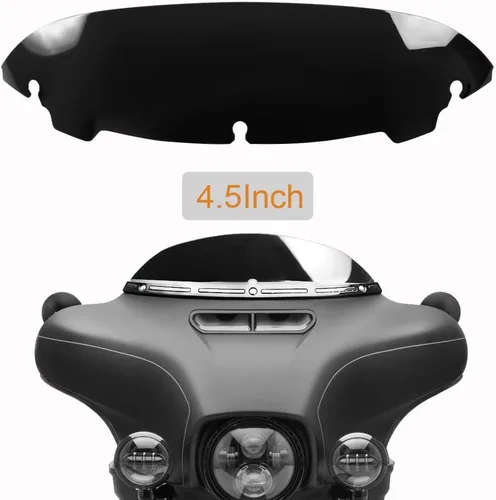 Vista 2 de Parabrisas ondulado negro de 4.5 pulgadas compatible con Harley Davidson Touring Street Glide/Electra Glide/Ultra Limited/Tri Glide FLHT FLHX FLHXS