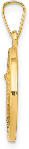 Vista 2 de Diamond2Deal Colgante de medalla de San Miguel pulido y satinado de oro amarillo de 14 k para mujer (L- 0.669 in W- 0.591 in), Oro amarillo