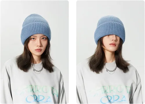 Vista 3 de Lucky Leaf Gorro unisex de punto cálido y holgado con diseño de calavera, con borde enrollable, acogedor, para correr, para hombre
