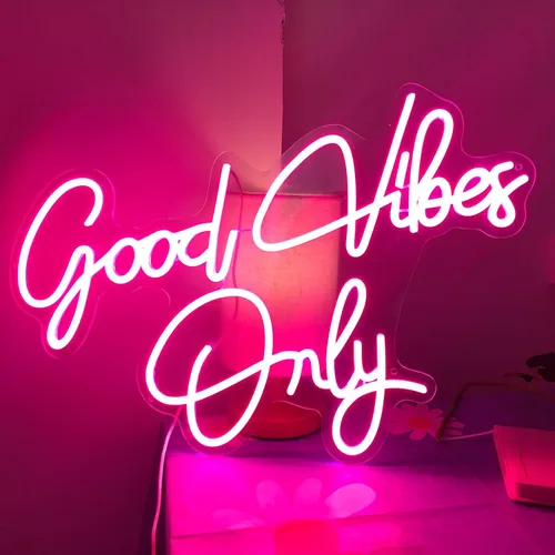 Vista 9 de FARNEW Good Vibes Only - Letrero de neón para pared, decoración de pared Azul