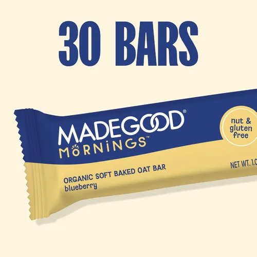 Vista 8 de MadeGood Mornings - Barras de desayuno horneadas suaves, sabor a arándano, 1.06 oz (30 unidades) Aperitivos sin gluten