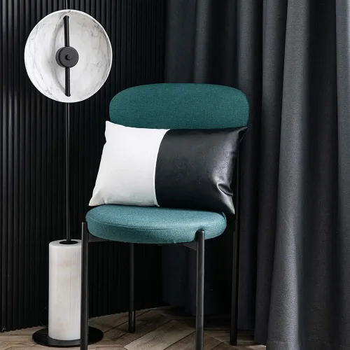 Vista 5 de DEZENE Fundas de Almohada Decorativas de Cuero Sintético y Algodón para Sofá Cama Sofá, Juego de 2 de 12 x 20 pulgadas Modernas Cuadradas Negro