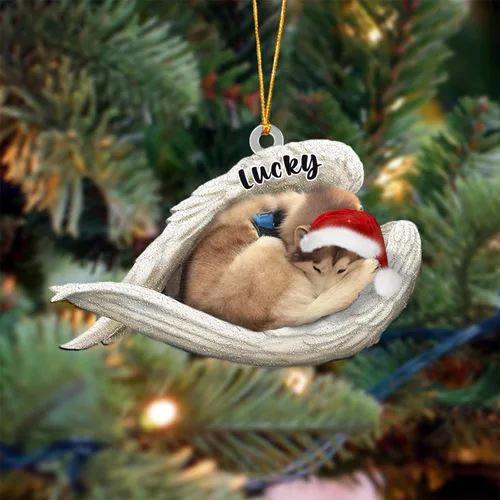 Vista 102 de Ángel durmiente de Afghan Hound para Navidad, adorno personalizado con el nombre del perro, adorno de Navidad personalizado para amantes de perros