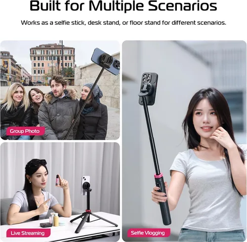 Vista 7 de ULANZI Palo de Selfie Magnético de 61'' Trípode para Teléfono con Control Remoto Inalámbrico, Soporte Extensible para Teléfono Celular, Compatible