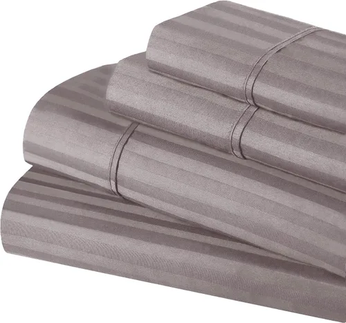 Vista 18 de Superior Juego de sábanas de algodón egipcio de 400 hilos, 1 sábana bajera elástica con bolsillo profundo, 1 sábana encimera, 1 funda de almohada