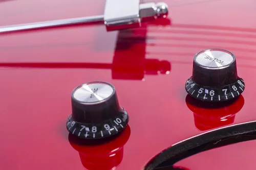 Vista 7 de Guitarra eléctrica de jazz Grote de cuerpo hueco con herrajes cromados P90 (ROJO)