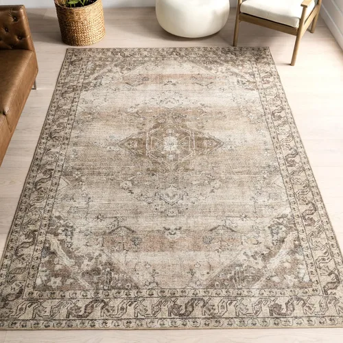 Vista 26 de nuLOOM Aether - Alfombra de área con medallón marrón, 8 x 10 pies Éter Marrón