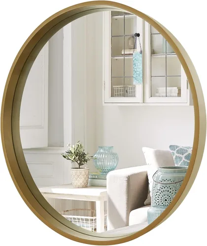 Vista 33 de WallBeyond Espejo redondo negro de madera de 24 pulgadas, espejo de pared circular para baño, espejo de pared redondo para decoración de pared