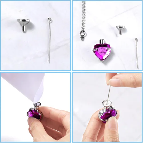 Vista 4 de Collar de urna para cenizas, cremación, cruz, corazón, joyería cúbica, acero inoxidable, medallón conmemorativo para hombres y mujeres, 12 piezas