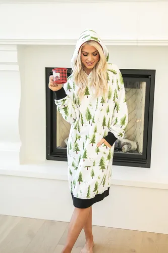 Vista 105 de Lazy One Sudadera con capucha de gran tamaño, ropa de dormir cómoda, vestido de suéter para mujer