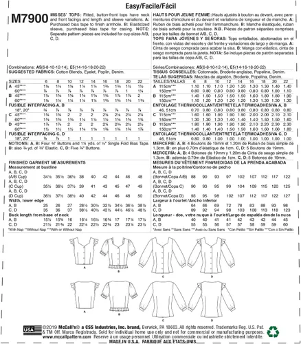 Vista 2 de McCall Pattern - Blusa con puños fruncidos para mujer, tallas 6-14, patrón de costura