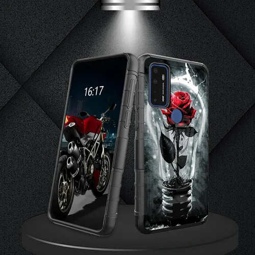 Vista 278 de Funda para AT&T Maestro Max 2021/Cricket Ovation 2 con protector de pantalla de vidrio templado, funda resistente con función atril integrada