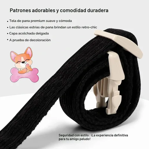 Vista 4 de Lindo Collar de Corduroy para Perro - Collar Ajustable Negro para Perros Pequeños de 4-10lbs, Resistente al Desvanecimiento con Cierre Seguro