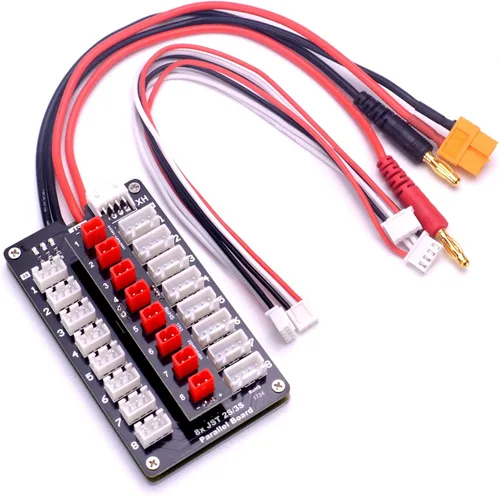 Vista 4 de YoungRC JST Junta de carga paralela 2-3S Tablero de carga de equilibrio de batería Lipo con conectores JST para helicóptero RC Drone