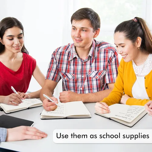 Vista 5 de feela Paquete de 8 cuadernos a granel para la escuela, cuadernos de negocios de tapa dura, diarios clásicos rayados con soporte para bolígrafo
