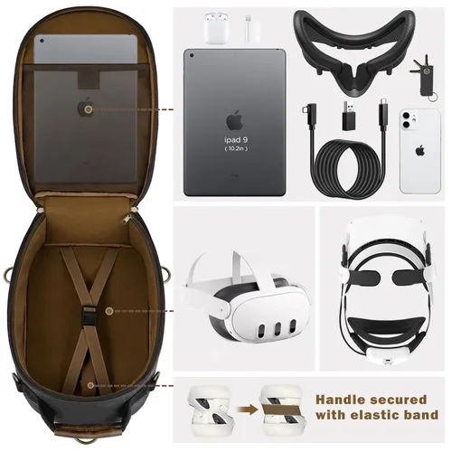 Vista 3 de SMRITI Hard Carrying Case Compatible with VR Headsets Virtual Reality and Touch Controllers Accessories, Large Portable Protection Backpack for