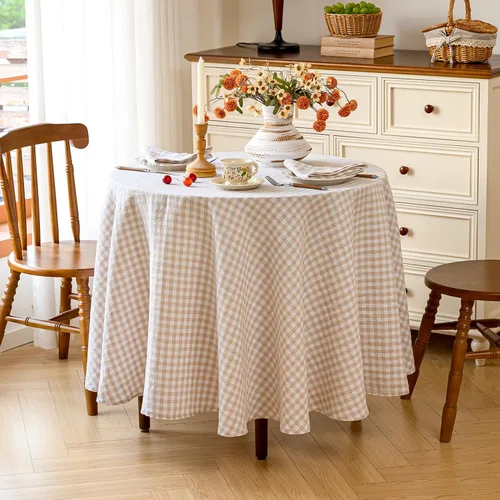 Vista 57 de Linen World - Mantel de lino de otoño de 55 x 55 pulgadas, mantel rectangular lavable de lino francés para comedor, al aire libre, bodas