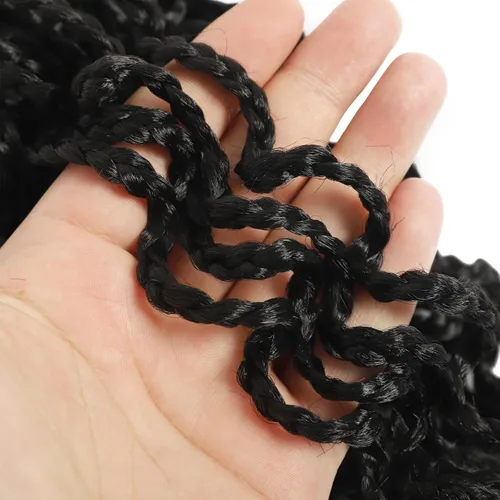 Vista 4 de Trenzas de caja Goddess de 150 hebras, cabello rizado de 8 pulgadas, trenzas de ganchillo pretrenzadas, trenzas de ganchillo pretrenzadas, trenzas