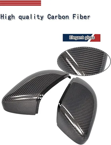 Vista 4 de Tapas de espejo de fibra de carbono real para VW Golf 6 MK6 GTI R20 2009-2013 Cubiertas de repuesto directo para espejo retrovisor, actualización