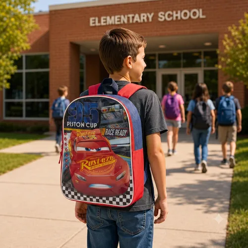 Vista 7 de Disney Cars - Mochila escolar para niños Carros azul