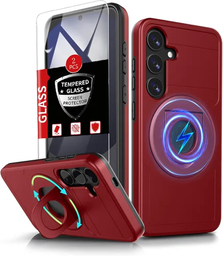 Vista 29 de Funda para Samsung Galaxy S21 FE con 2 protectores de pantalla de vidrio templado, funda con función atril para Samsung Galaxy S21FE con cubierta
