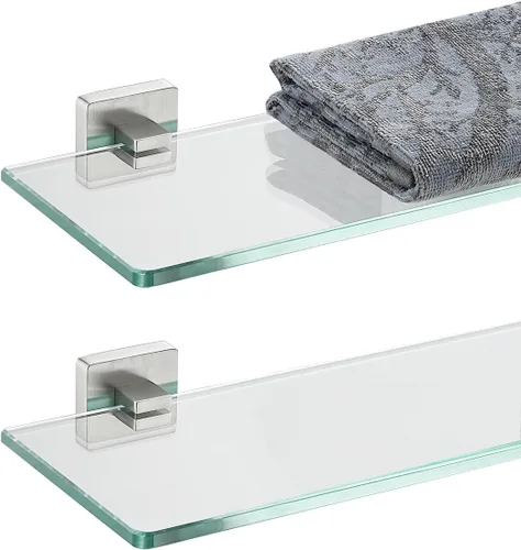 Vista 12 de JQK Estante de baño de vidrio dorado, vidrio templado para almacenamiento en la ducha de 8 por 5 pulgadas, acero inoxidable 304 dorado cepillado