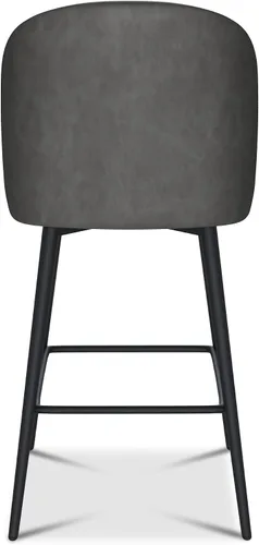 Vista 8 de Taburetes de bar giratorios de altura de mostrador, 26 pulgadas de altura del asiento, juego de 2, gris retro Modern Leather Upholstered Barstools
