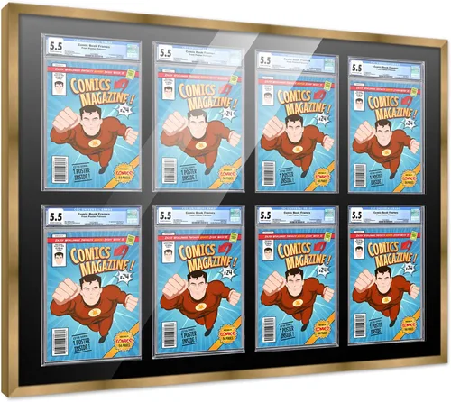 Vista 93 de Poster Palooza Marco de cómics con paspartú para 1 cómic de grado CGC, CBCS o PGX, marco de cómic de bronce para cómic de 8.125 x 13 pulgadas
